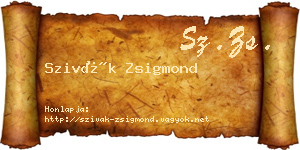 Szivák Zsigmond névjegykártya